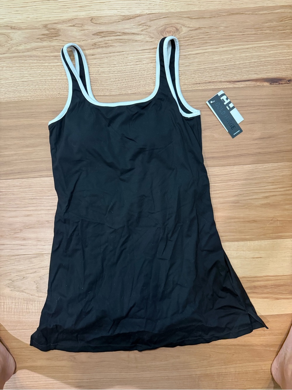 Black Tank Top with White Trim - Scoop Neck Layering Tank
